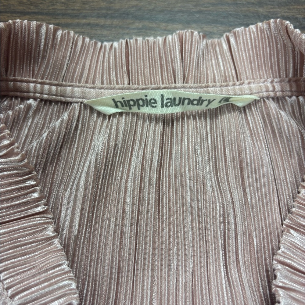 Hippie Laundry Silky Pale Champagne Pink Bomber Jacket - Picture 3 of 9